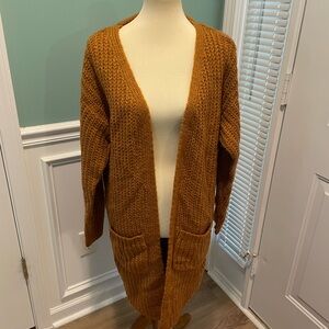 Women’s Long Sleeve Burnt Orange Cardigan W/ Pockets K By Kinnucans M
